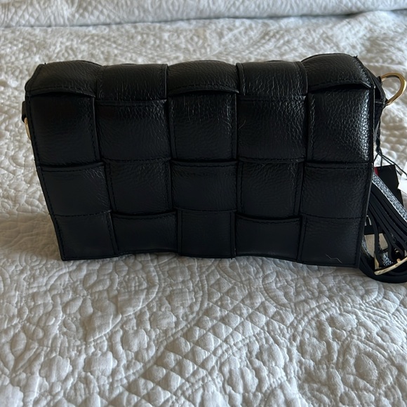 Viola Castellani Black Woven Leather Crossbody Bag - Picture 3 of 14